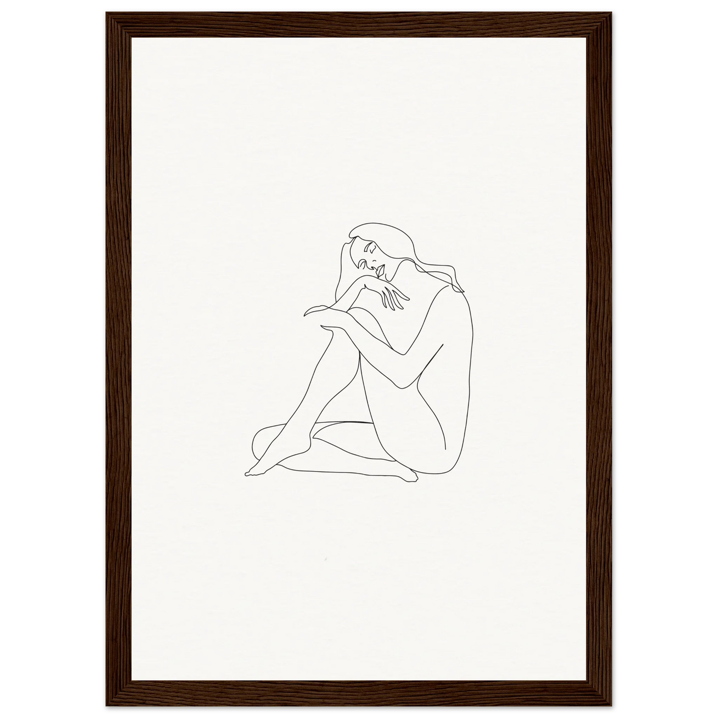 Minimalist line drawing of a seated nude for Mindful Dream Tangles framed wall art