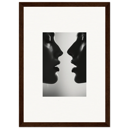 Silhouetted profiles in Echo’s Embrace special edition art for a chic wall display