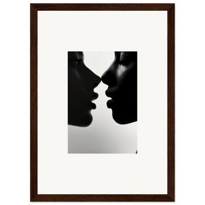 Two silhouettes in a near-kiss pose, perfect for Narcissus Mirror Haze framed wall art