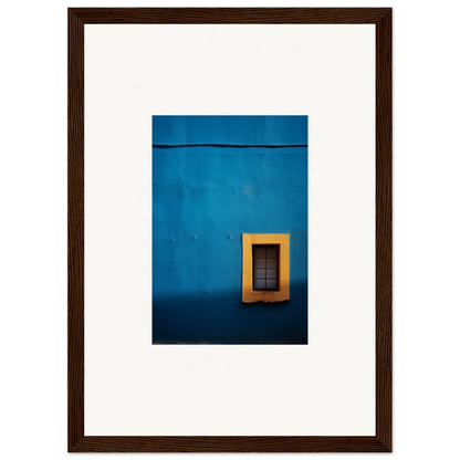 Vibrant yellow-framed window on a blue wall, part of Hypercolor Dreamscape Longitude