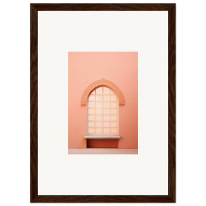 Arched window with blinds on a peachy-pink wall from Windows Morning Whisper art