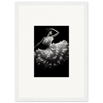 Dancer in a white dress in motion, featured in Nocturnal Flourishbyen art™