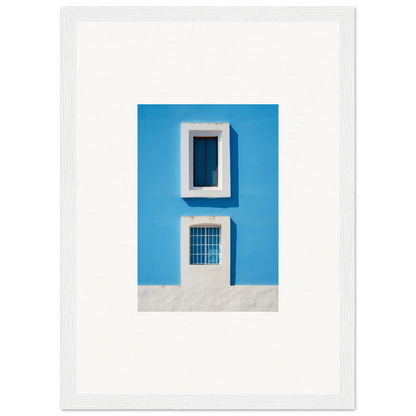 Blue wall with white-framed window and barred door from Isles Encompassed Vista art