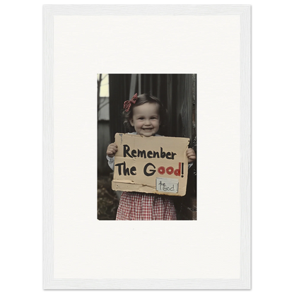 Handwritten Remember The Good sign in premium framed wall art for Smiles Forlornly Singing