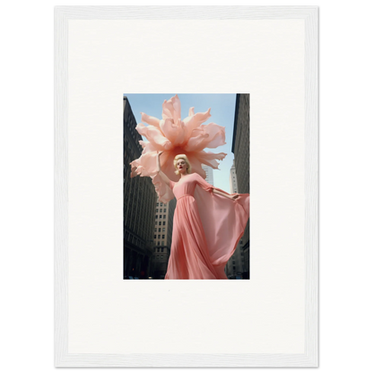 A figure in a pink dress and feathered headpiece from Sensational Blossom Mirage