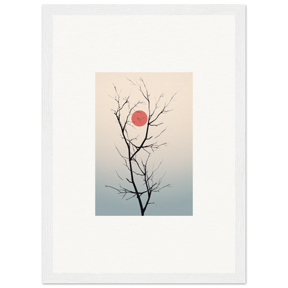 Bare tree branch silhouette against a red sun for Serene Eclipse wall art decoration