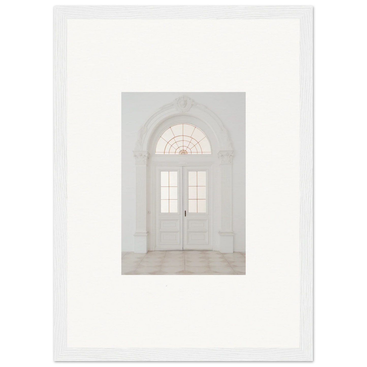 White double doors with semicircular fanlight from Portal Poise Unveiled framed wall art