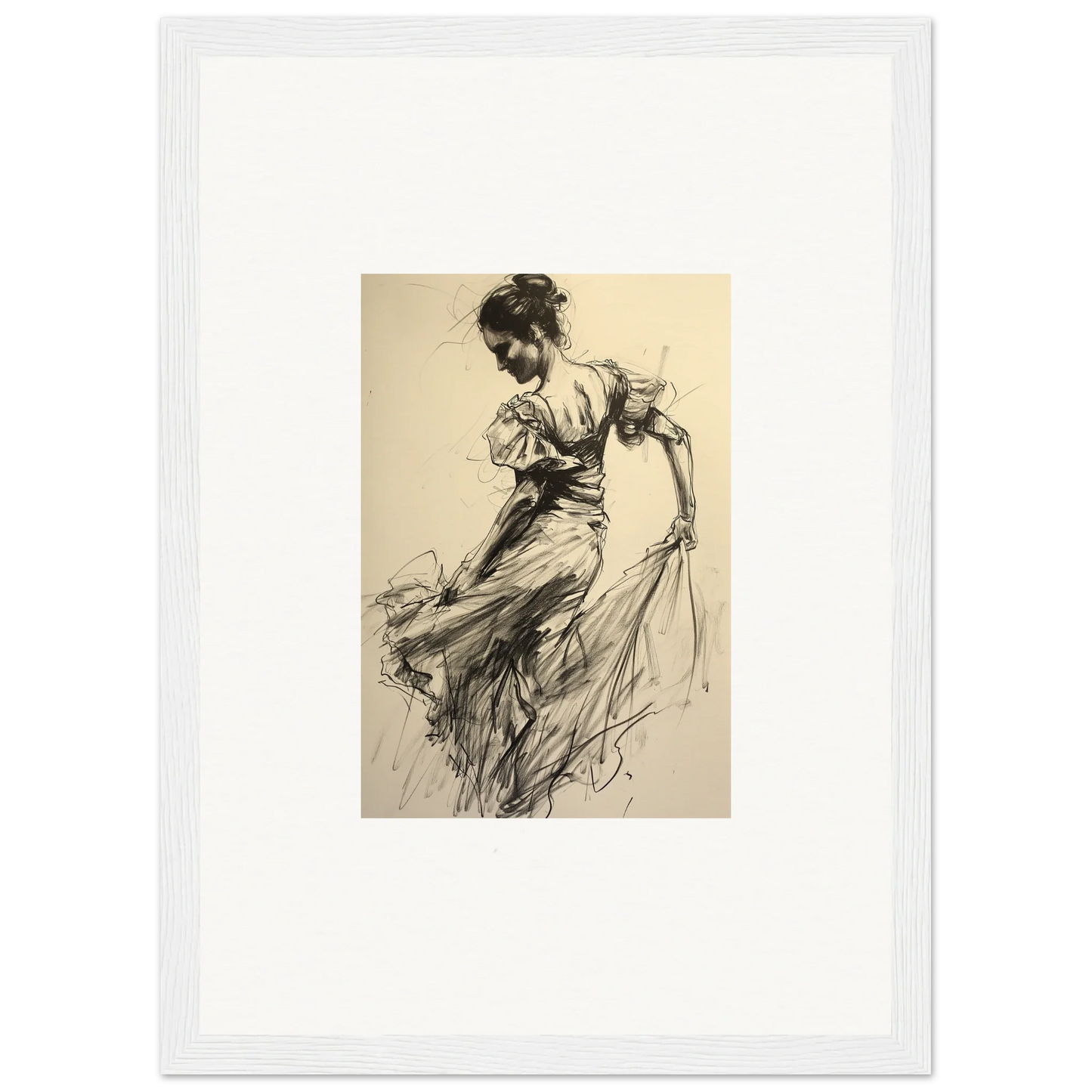 Dynamic sketch of a woman in a flowing dress for Shadow Waltz special edition art™