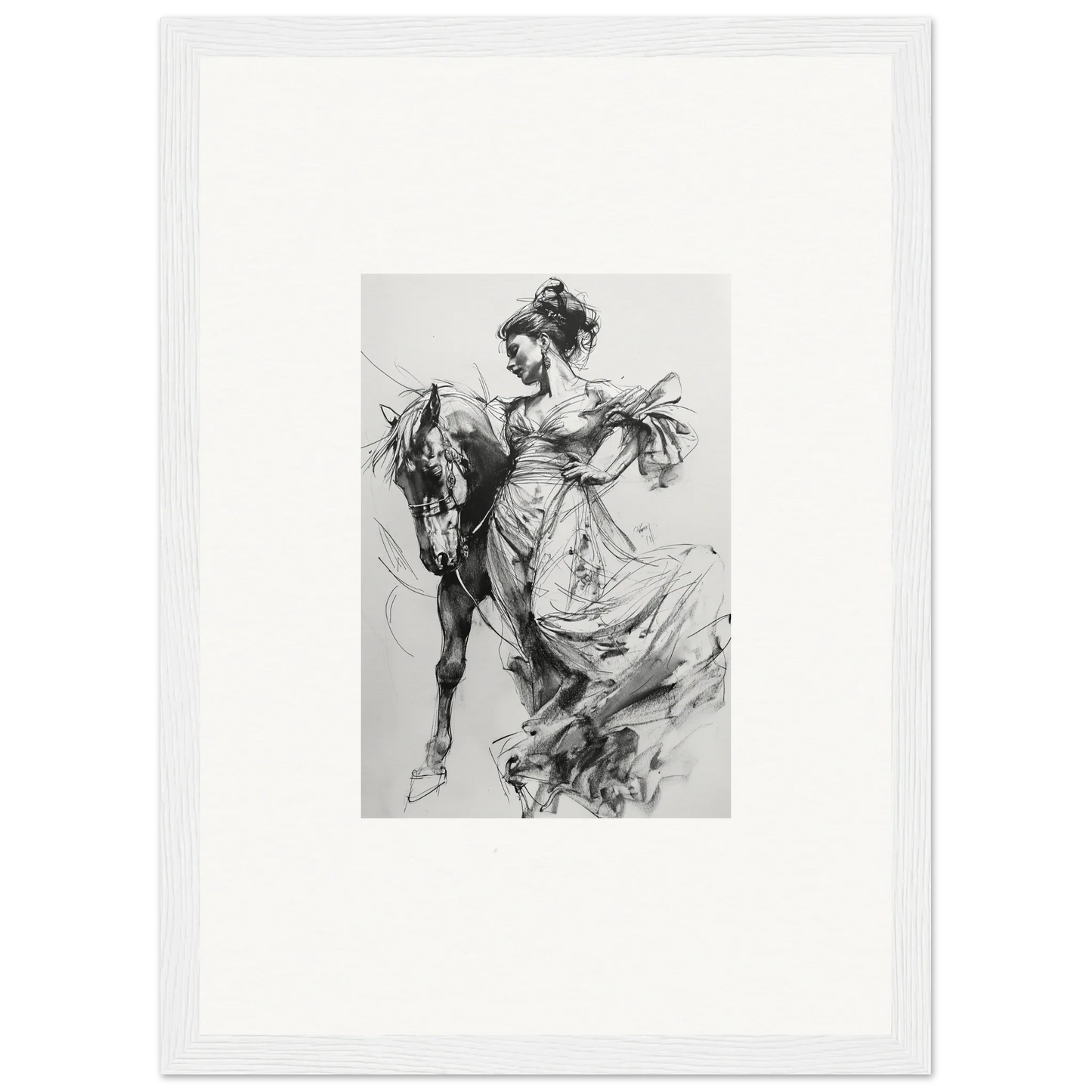 Elegant person in dress riding a horse in Thoughts Unbridled Dance special edition art™