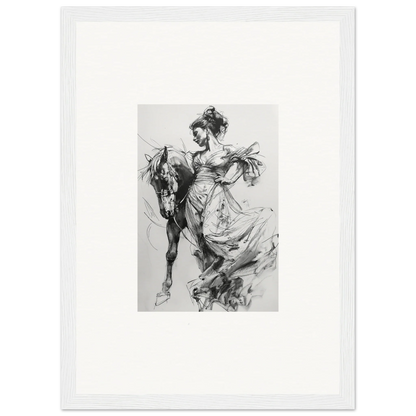 Elegant person in dress riding a horse in Thoughts Unbridled Dance special edition art™