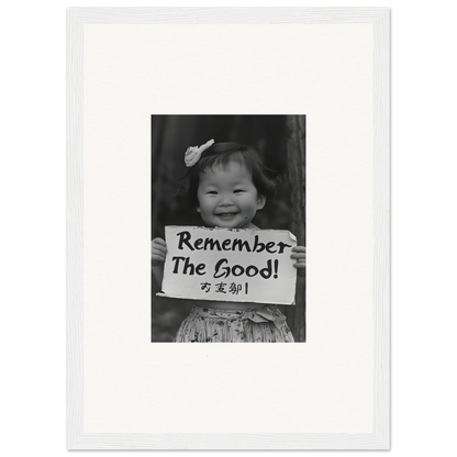 Black and white photo of Remember The Good sign for Innocent Memory Echoes art