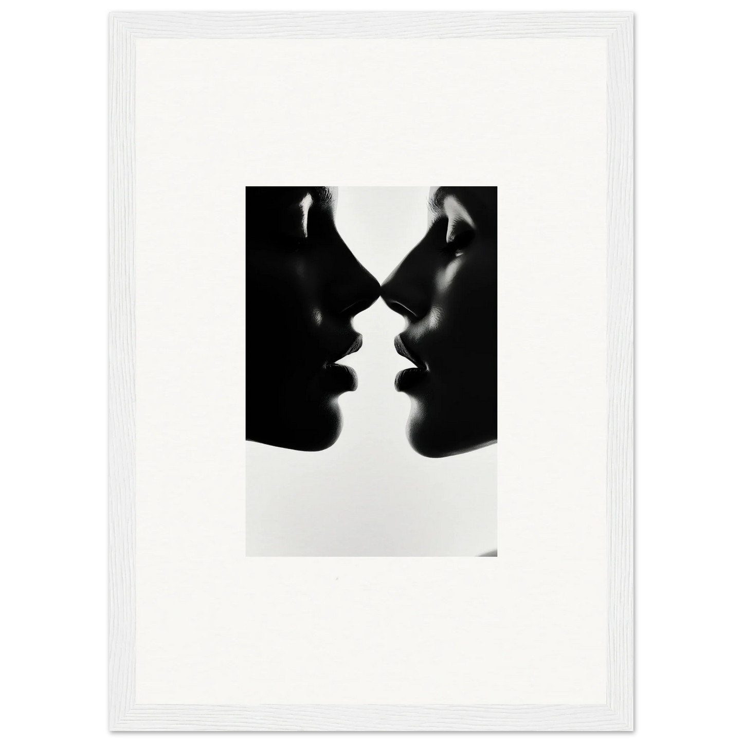 Two silhouetted profiles in a mirrored design for Whispers Kiss Universes art™