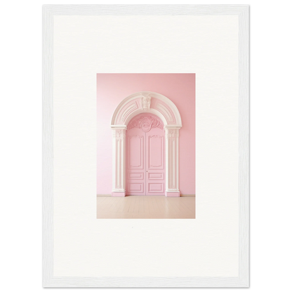 Pink arched doorway with molding in Portal Fantasies Unfurled framed wall art