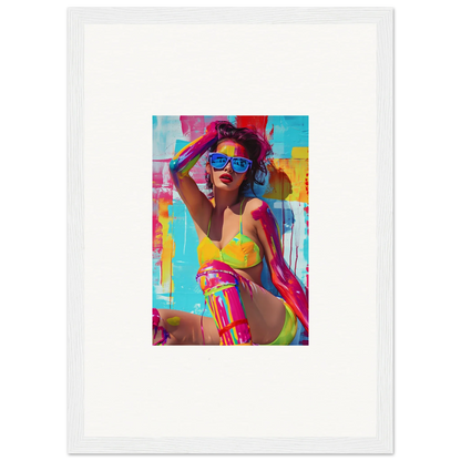 Colorful woman in swimwear perfect for wall art or room decoration canvas print