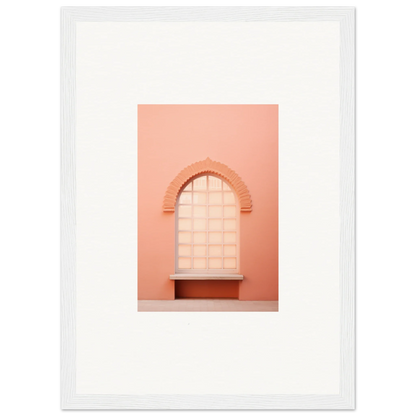 Arched window on a peachy-pink wall, part of Windows Morning Whisper framed art