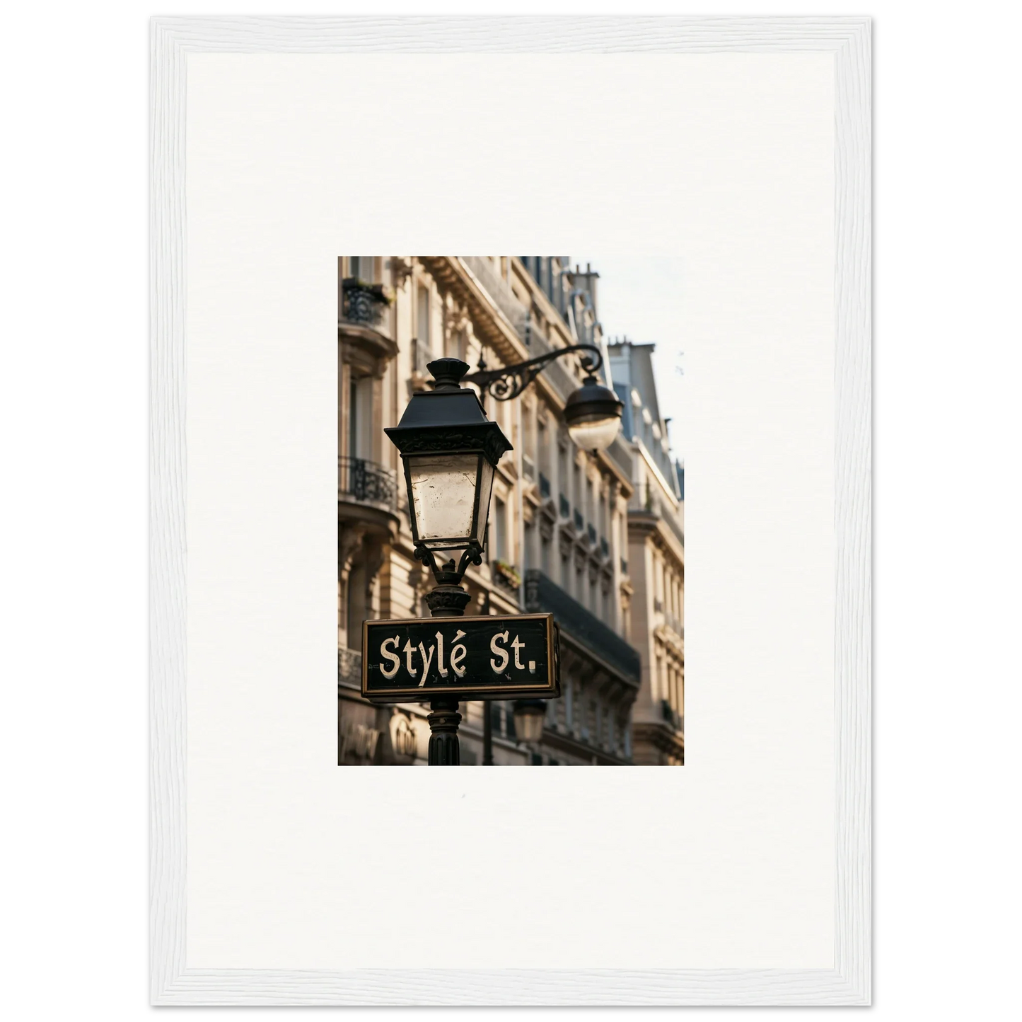 Street lamp with Style St. sign, perfect for room decoration or wall art vibes