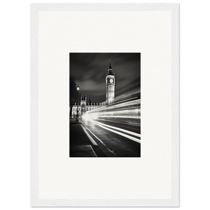 Black and white Big Ben photo with light trails, perfect for premium framed wall art