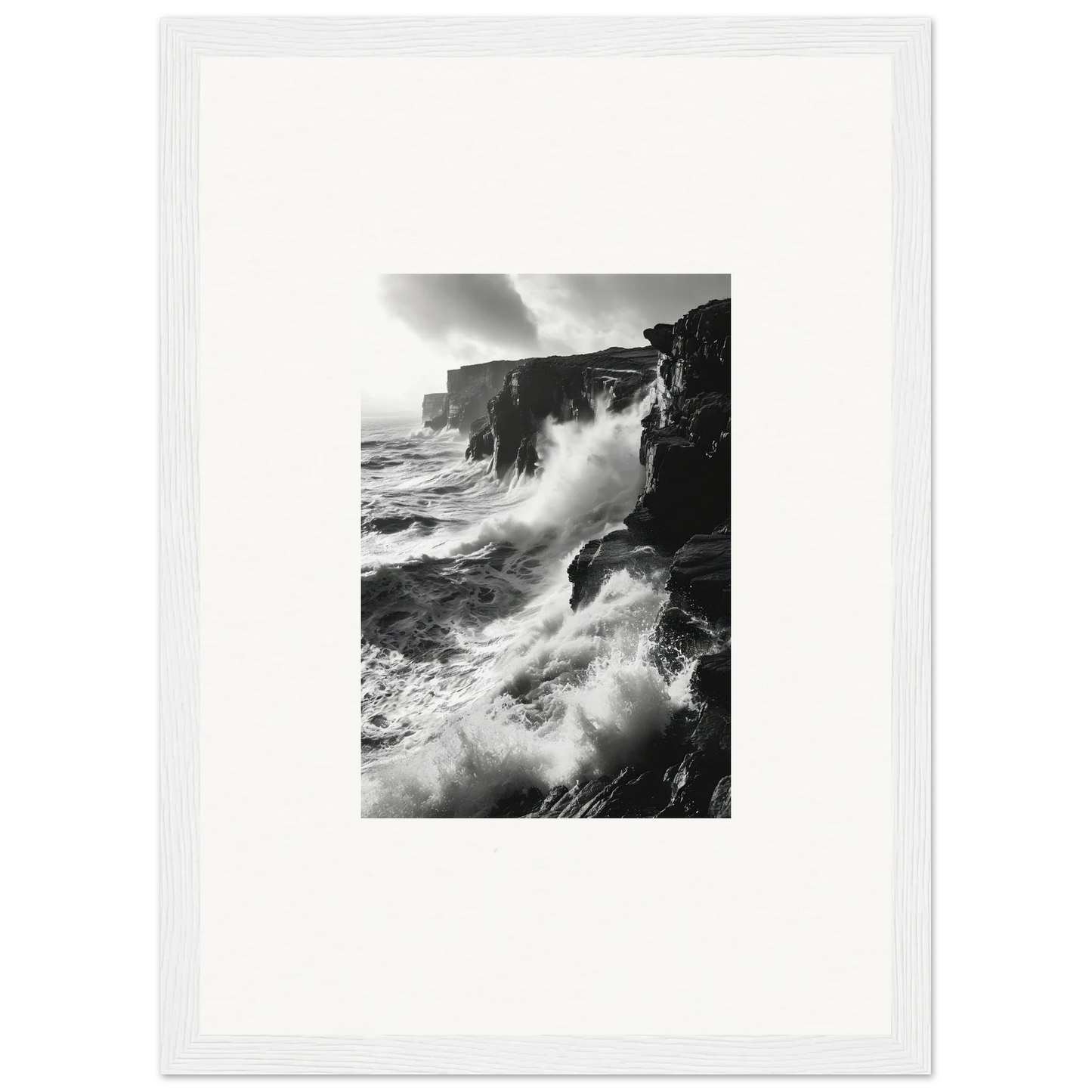 Dramatic ocean waves crashing on cliffs, perfect for your Rock Impressions collection