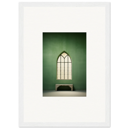 Gothic arched window with bench under it in Evermind Greenthaum special edition art