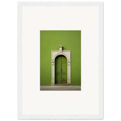 Green arched door with white stone trim from the Green Origins special edition art™ collection