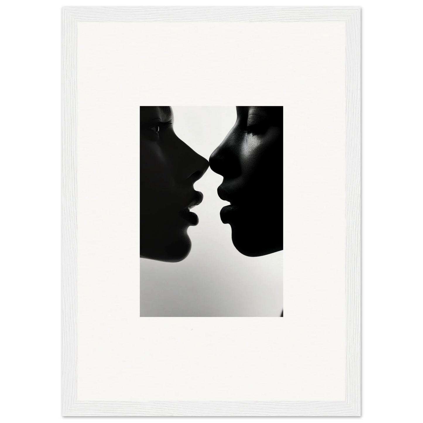 Silhouetted profiles near-kissing in Narcissus Mirror Haze special edition art™