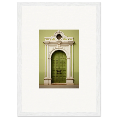 Ornate green door and white stone archway from Verdant Sentry Whispers special edition art™