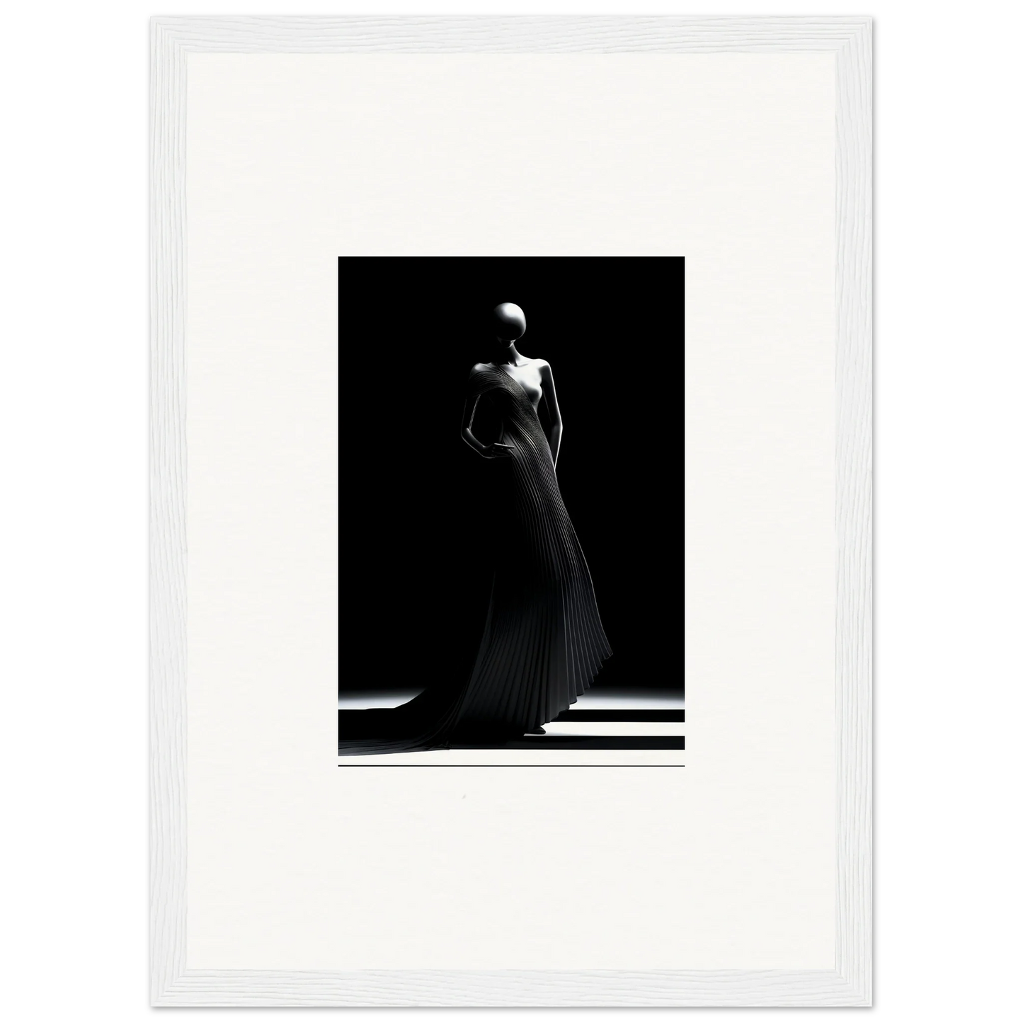 Elegant figure in Echoes Velvet Mirage gown under dramatic lighting. Special Edition Art™