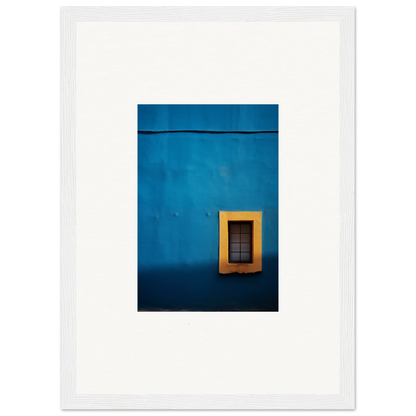 Bright yellow-framed window on a blue wall in Hypercolor Dreamscape Longitude