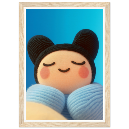 Framed Skybound Plush Reverie wall art with a smiling plush character against a vibrant blue sky, perfect for home and room decor.