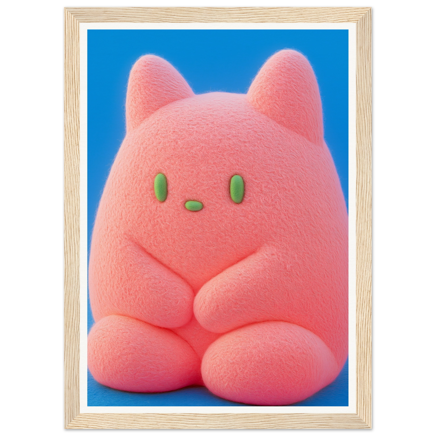 Plush Pink Cosmos framed wall art featuring a whimsical character, perfect for stylish home and room decor enhancement.