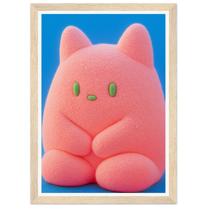 Plush Pink Cosmos framed wall art featuring a whimsical character, perfect for stylish home and room decor enhancement.