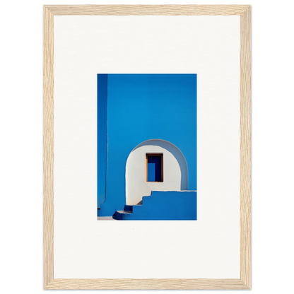 Framed wall art of a white archway on a blue wall from Dreams’ premium framed collection