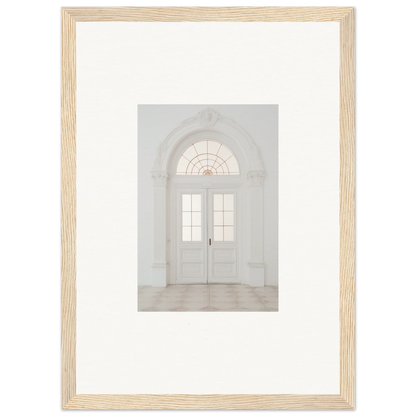 Framed wall art of an elegant white doorway, part of Portal Poise Unveiled collection