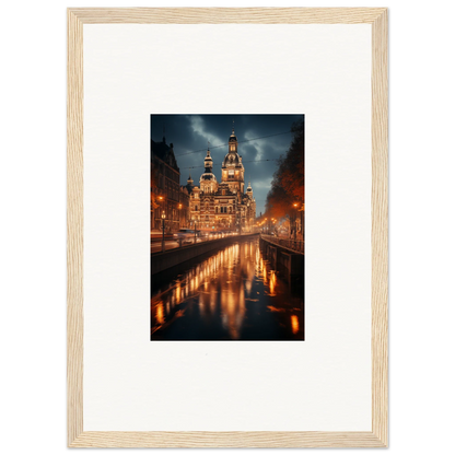 Framed photograph of Church of the Savior on Spilled Blood reflecting in canal at night