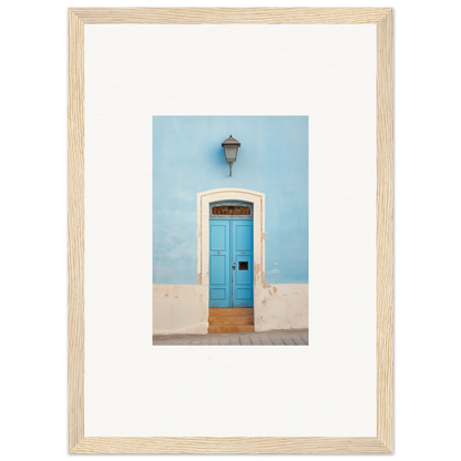 Bright blue wooden door with arched frame from Surreal Azure Vesaurrezz art™