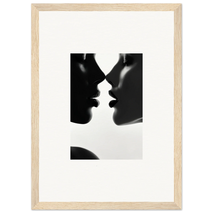 Black and white silhouette of two faces about to kiss in Lattices of Ephemera special edition art