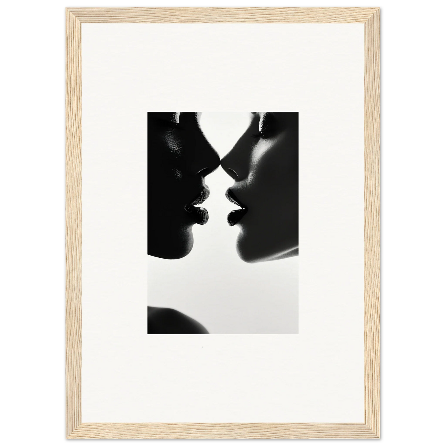 Two silhouetted profiles in an intimate moment from Ephemeral Echoes Touch framed posters