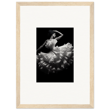 Black and white shot of a dancer in a ruffled dress for Nocturnal Flourishbyen special edition art™