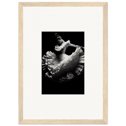 Black and white photo of a swirled dream dancer in a graceful tutu for premium framed wall