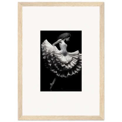 Black and white ballet dancer in tutu for Ethereal Waltz Silence framed wall art