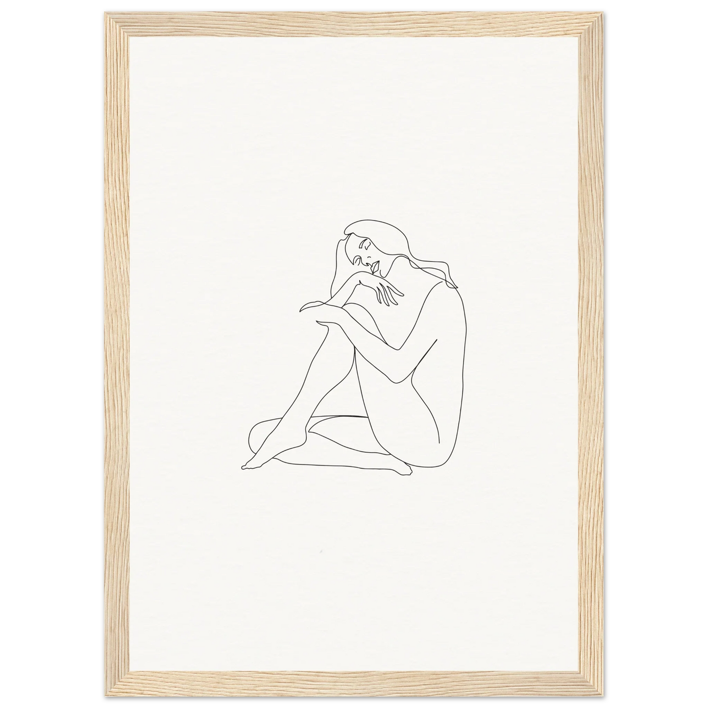 Simple line drawing of a nude figure in a contemplative pose for Mindful Dream Tangles