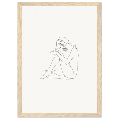 Simple line drawing of a nude figure in a contemplative pose for Mindful Dream Tangles