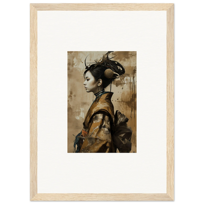 Framed canvas print of a woman in traditional Japanese attire for stylish room decoration