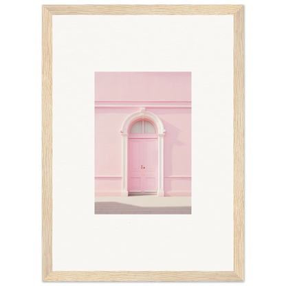 Pink door with a white arched frame in Pearly Baccarat Dream framed wall art