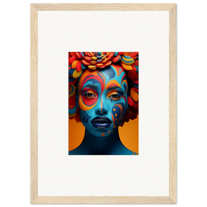 Vibrant canvas print of a colorful face painting for trendy wall art and room decoration