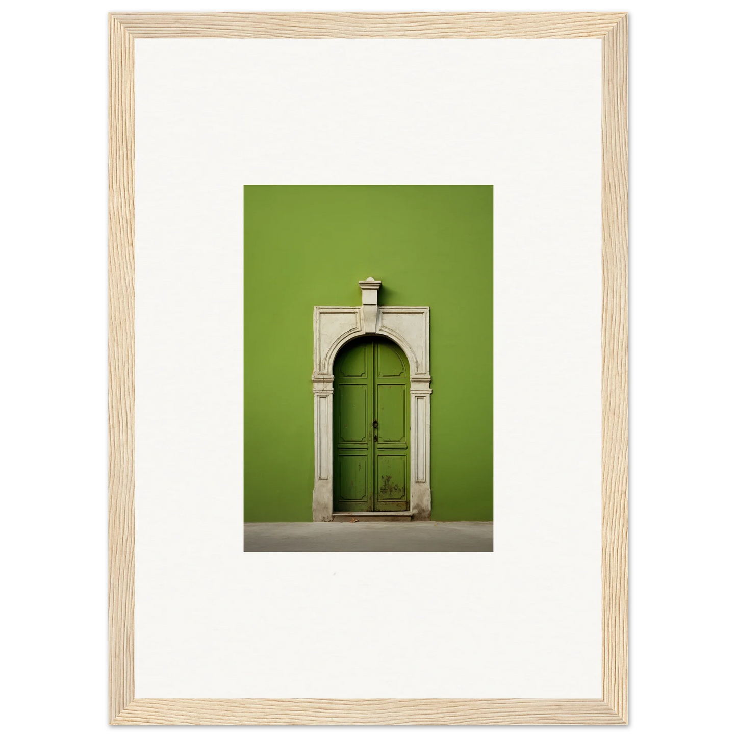 Green wooden door with stone archway in Green Origins special edition art™