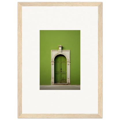 Green wooden door with stone archway in Green Origins special edition art™