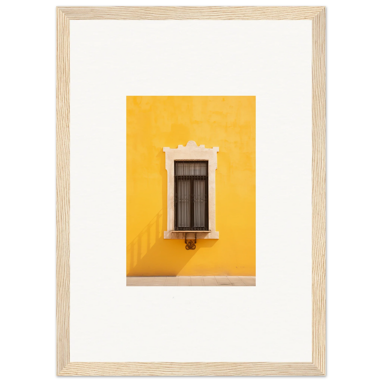 Elegant window with white trim on a vibrant yellow wall from Window’s Giallo Reverie