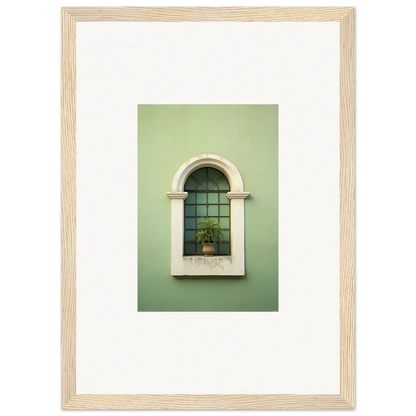 Arched window with stonework and potted plant for Eggshell PandæmonIA Bliss art