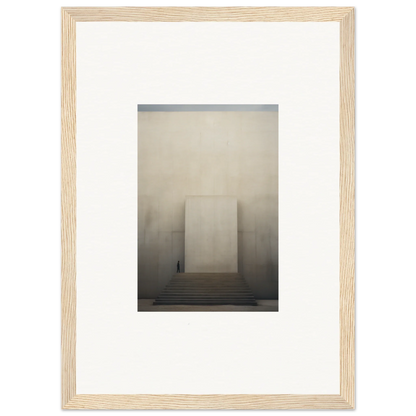 Light wooden frame showcasing the Portal Eventide Abstract in a black and white style